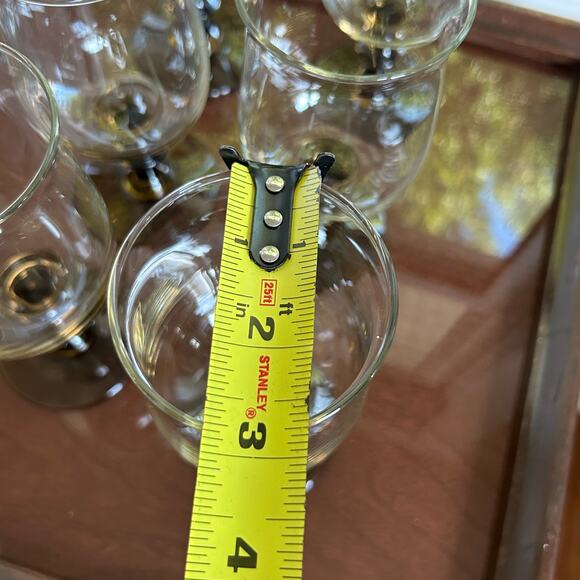 Set of 6 Libbey Stemmed Tulip Glasses Smoky Base 6.5” Vintage Goblets - Picture 8 of 9